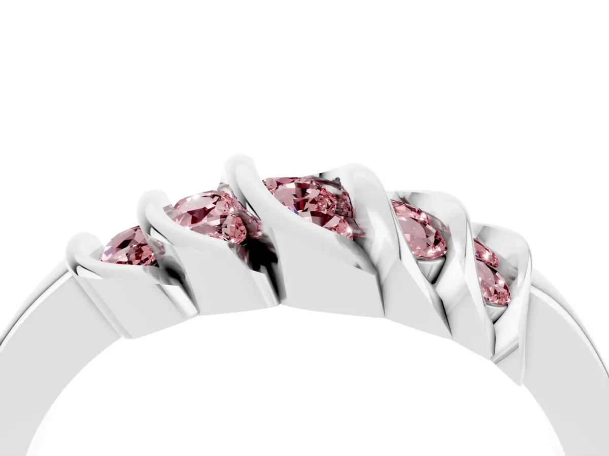Round Morganite Multi-Row Crossover Band White gold