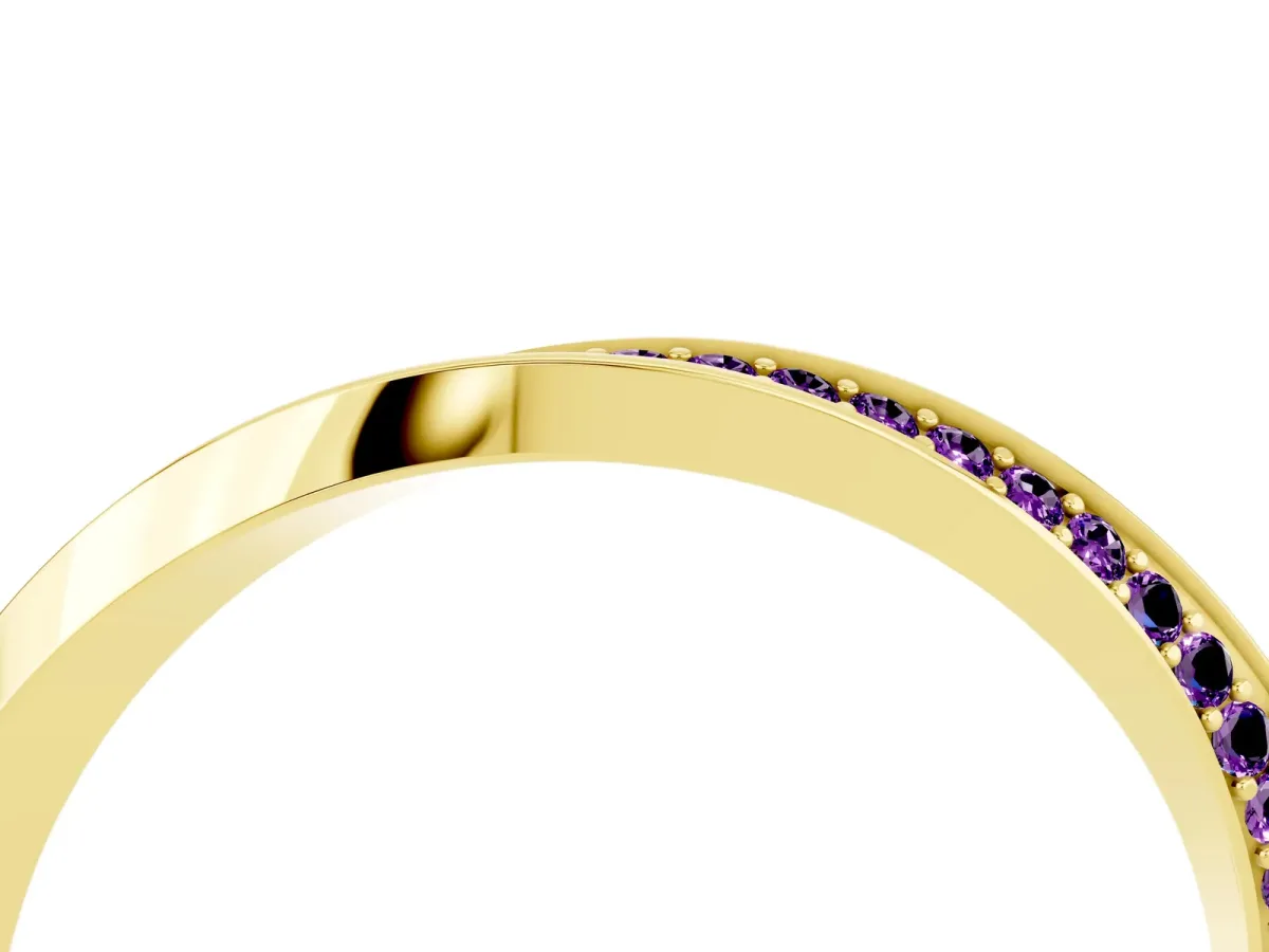 Pavé Round Amethyst Twist Band Yellow gold