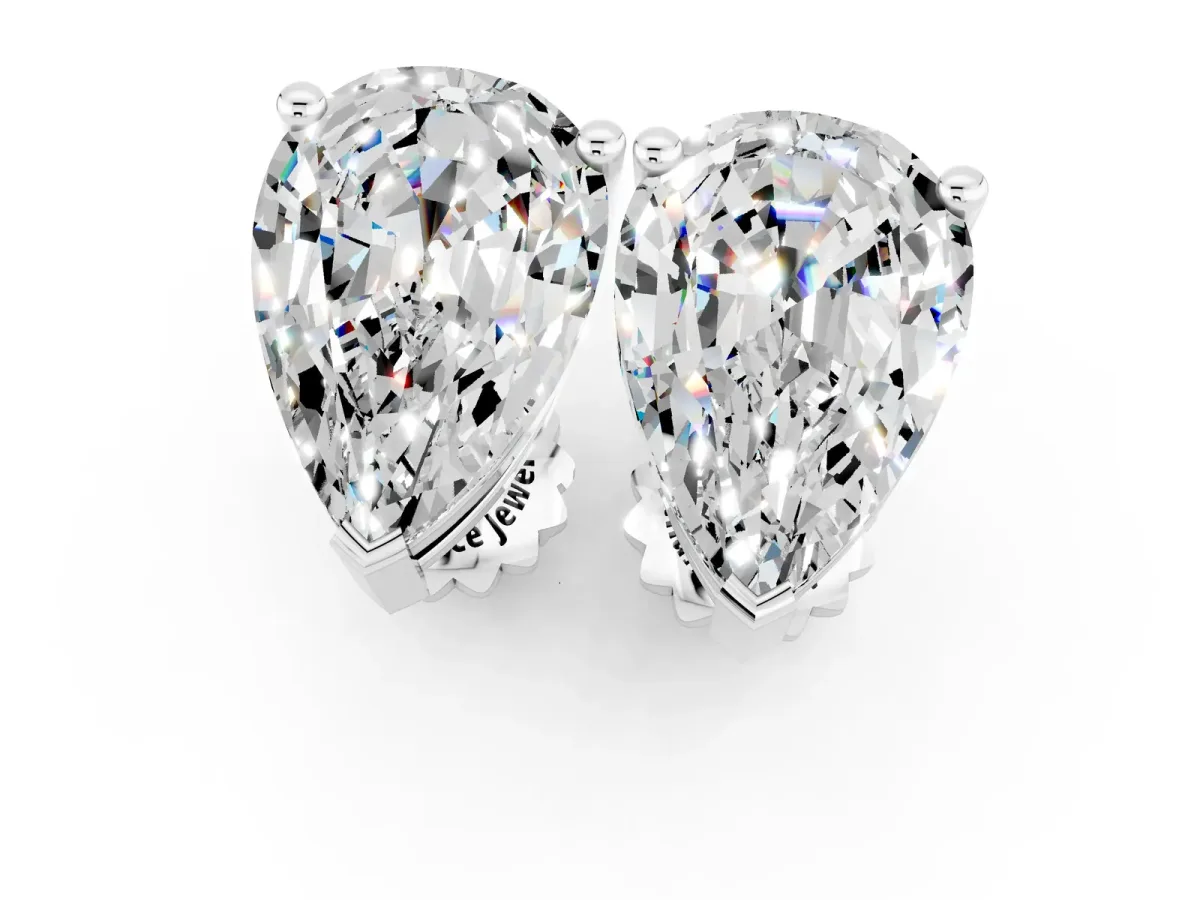 Pear Cut Moissanite Stud Earrings Platinum