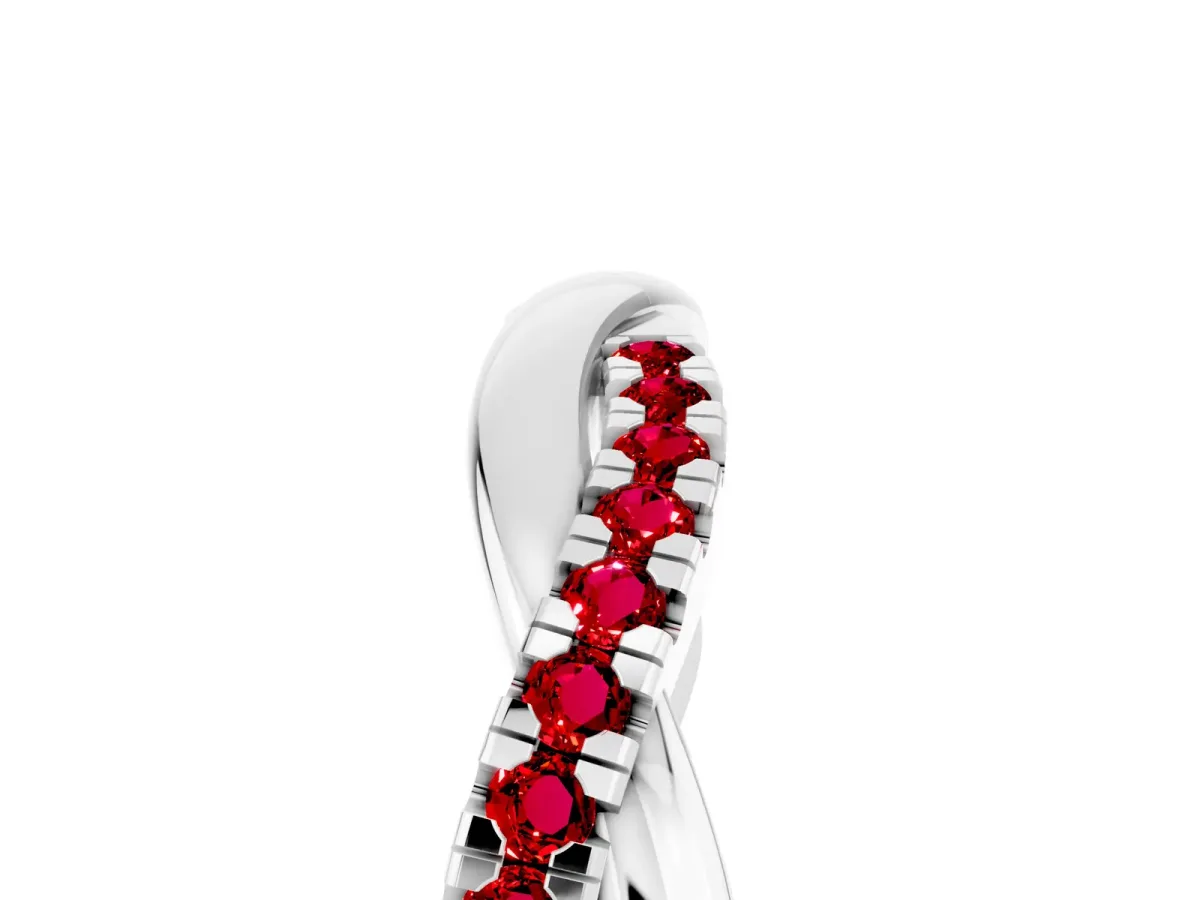 Round Ruby Twisted Infinity Band with Prong Setting Platinum
