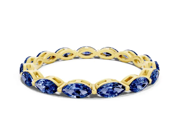 Marquise Blue Sapphire Eternity Band with U-Prong Setting Yellow gold