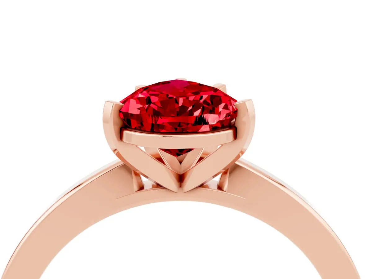 Pear Cut Ruby Solitaire Engagement Ring with Classic Band and Four-Prong Setting Rose gold