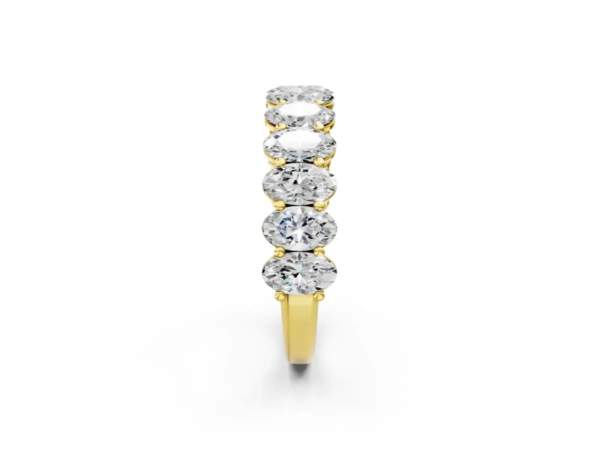 Oval Diamond Prong-Set Eternity Band Yellow gold