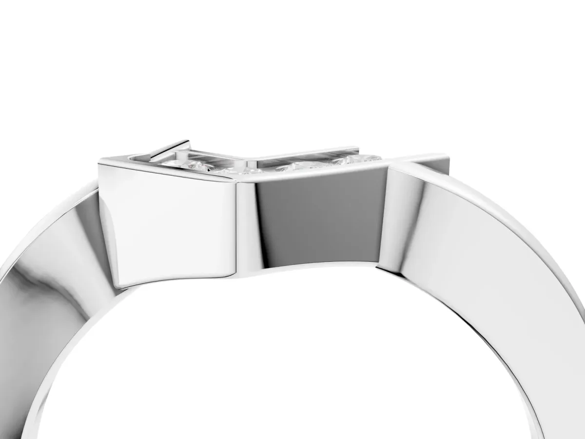 Channel-Set Round Diamond Twist Band Silver