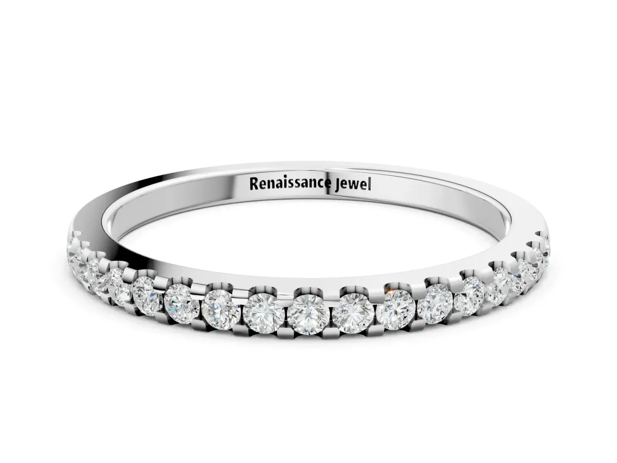 Round Diamond Half Eternity Prong Set Band Platinum