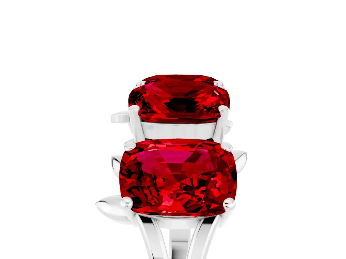 Emerald Cut Ruby Prong-Set Half Eternity Band Platinum