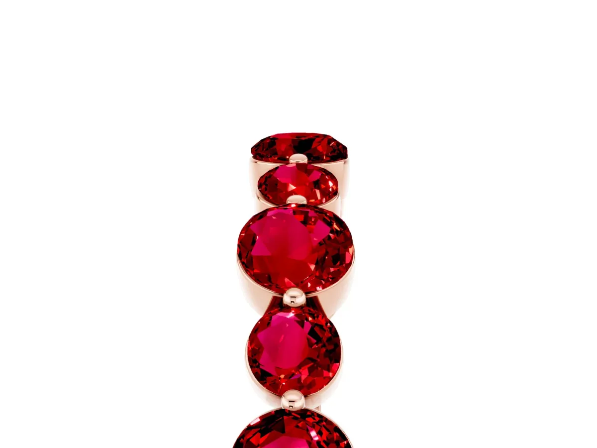 Round Ruby Scalloped Prong Set Eternity Band Rose gold