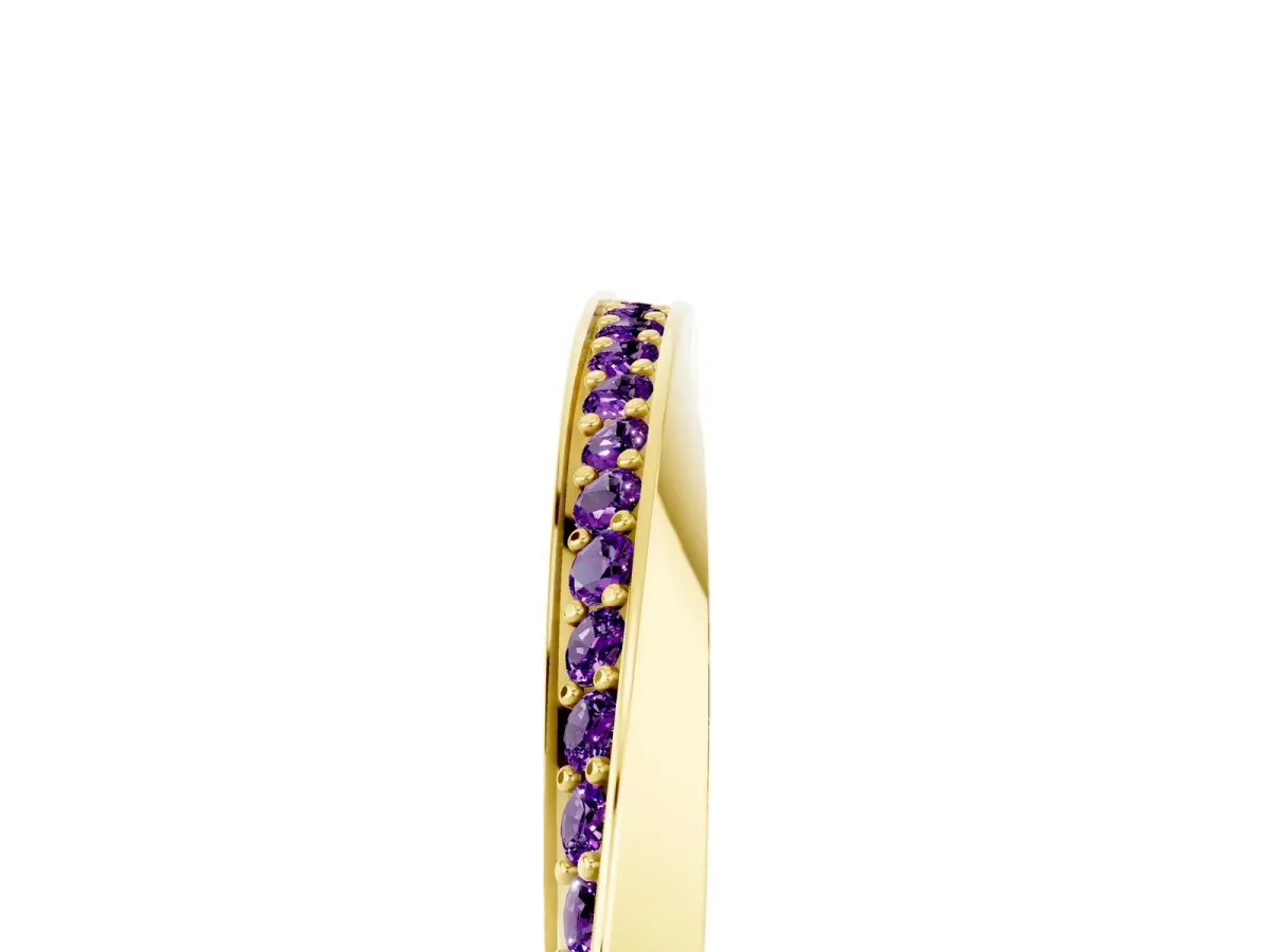 Pavé Round Amethyst Twist Band Yellow gold