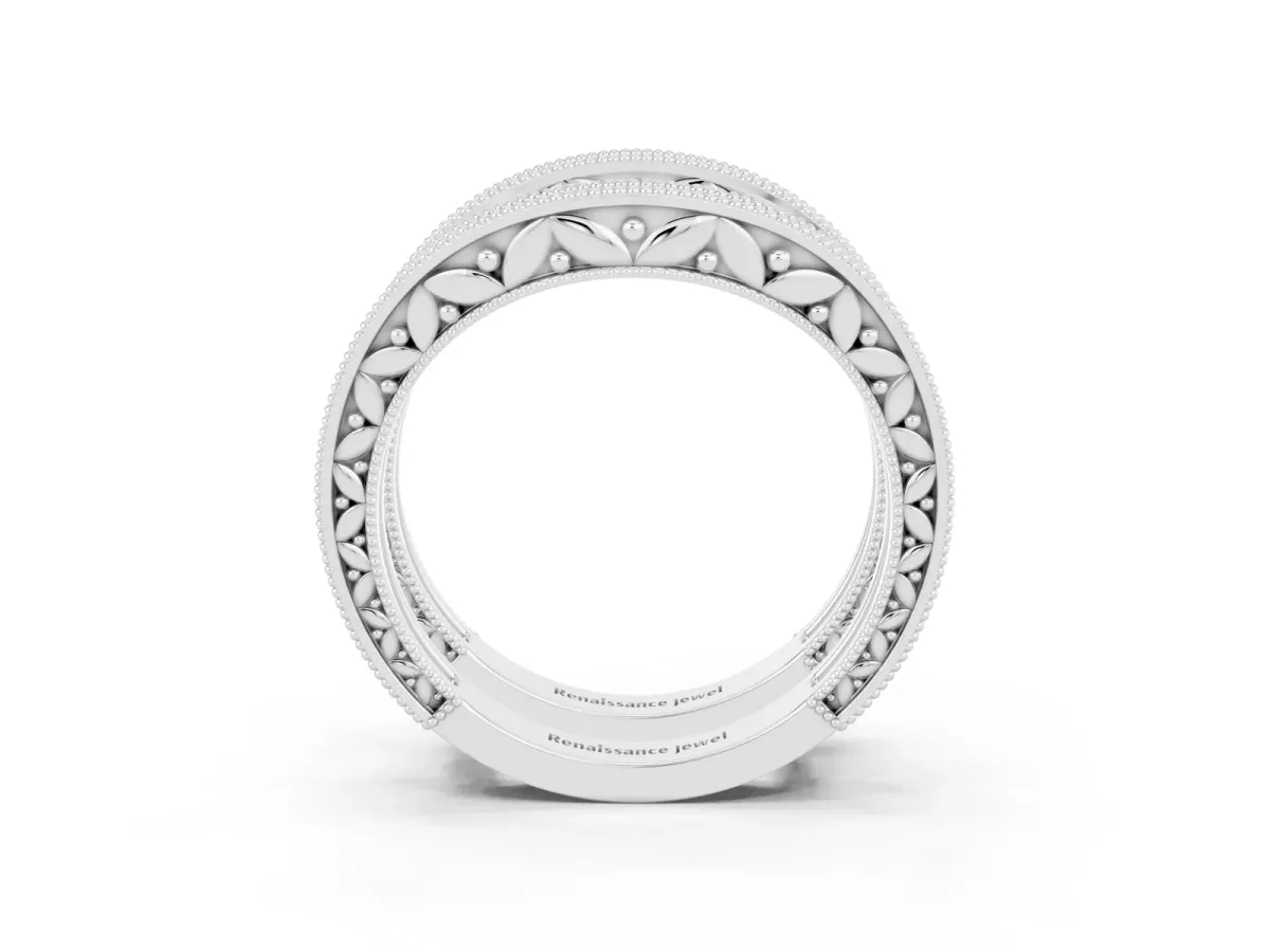 Round Amethyst Milgrain Eternity Band with Channel Setting Silver