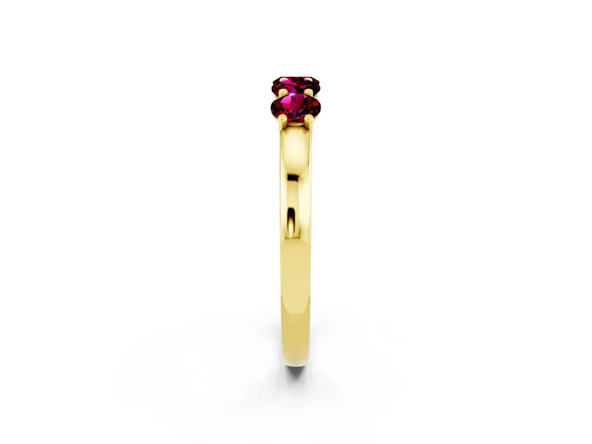 Four-Stone Round Garnet Prong-Set Band Yellow gold