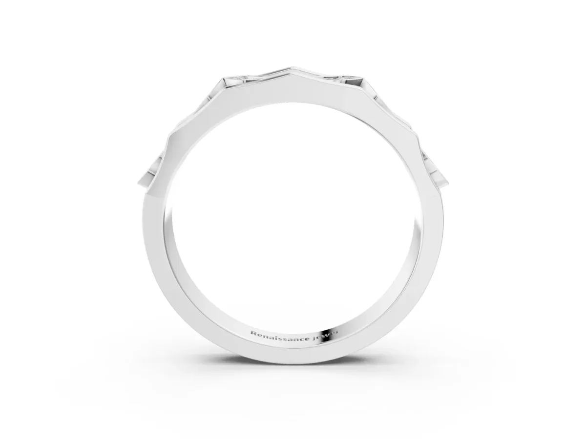 Pavé Round Diamond Eternity Band with Bar Prong Setting Silver