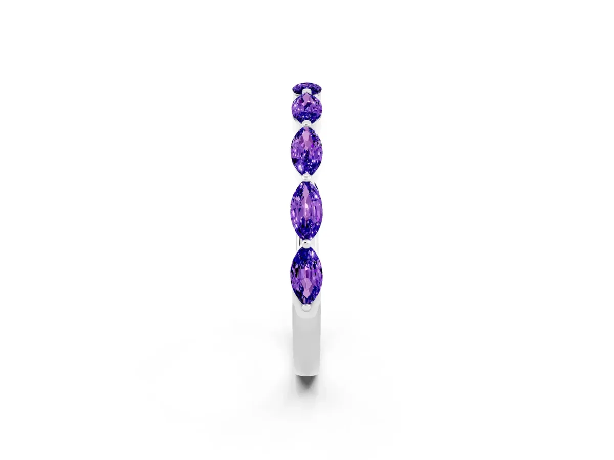 Marquise Tanzanite Half Eternity Band with Prong Setting White gold