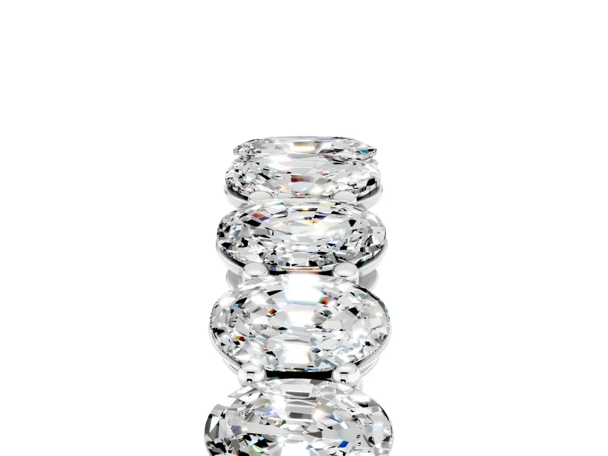 Oval Cut Moissanite Eternity Band with Shared Prong Setting Silver