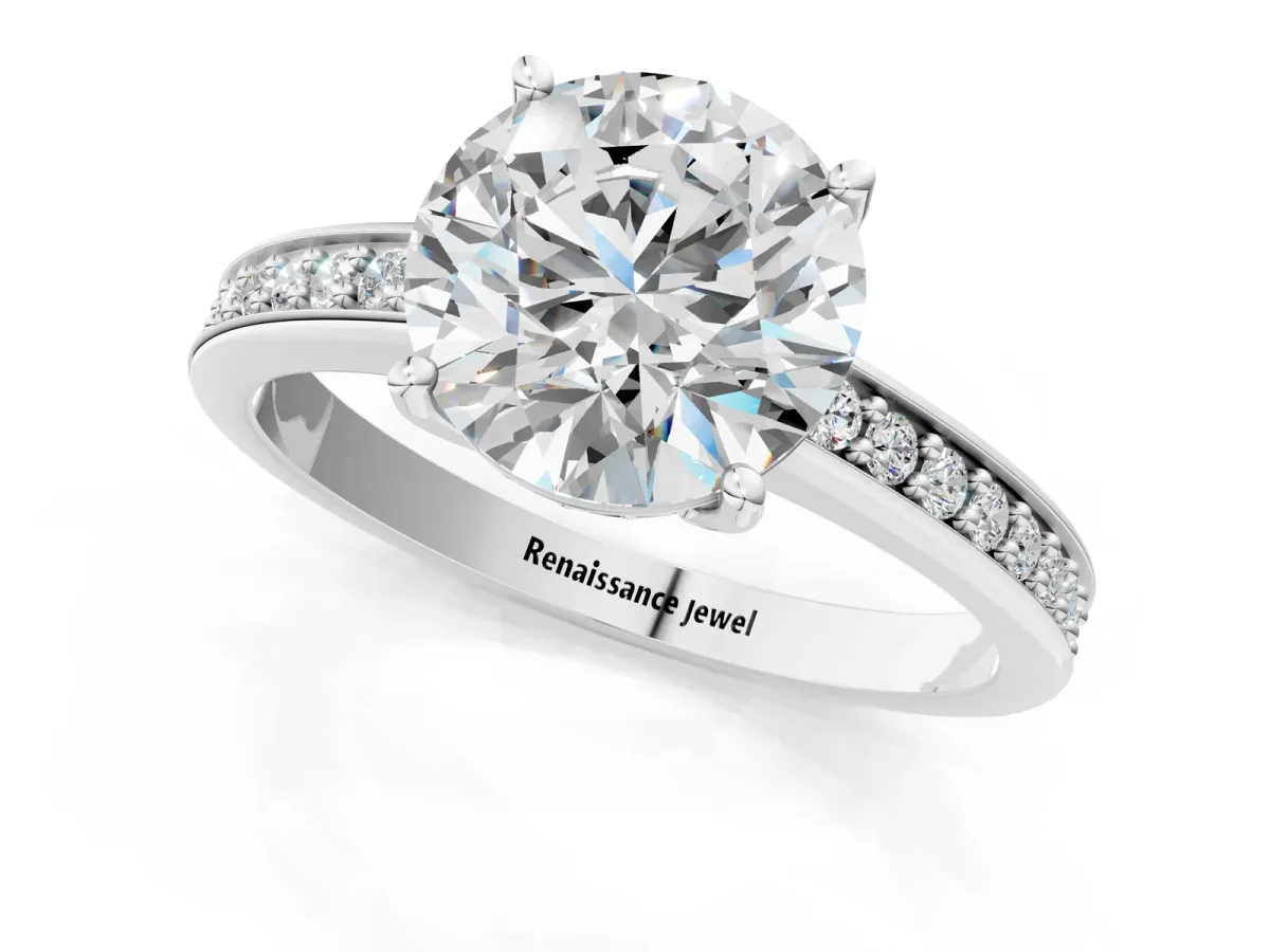 Asscher Cut Solitaire Pavé Band Prong Setting Ring Platinum