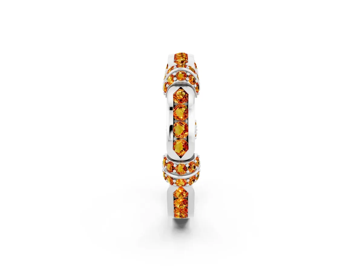 Pavé Round Citrine Link Band with Bezel Setting Silver