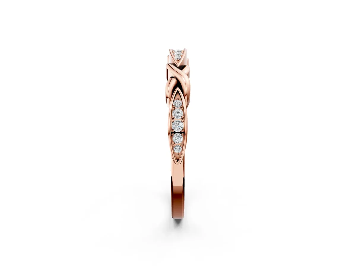Twisted Marquise Diamond Pavé Band with Shared Prong Setting Rose gold