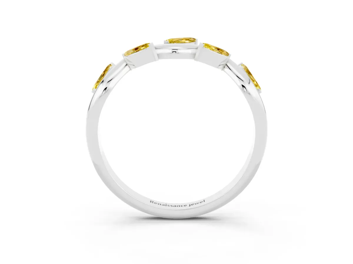 Marquise Yellow Sapphire Twisted Band with Prong Setting Platinum