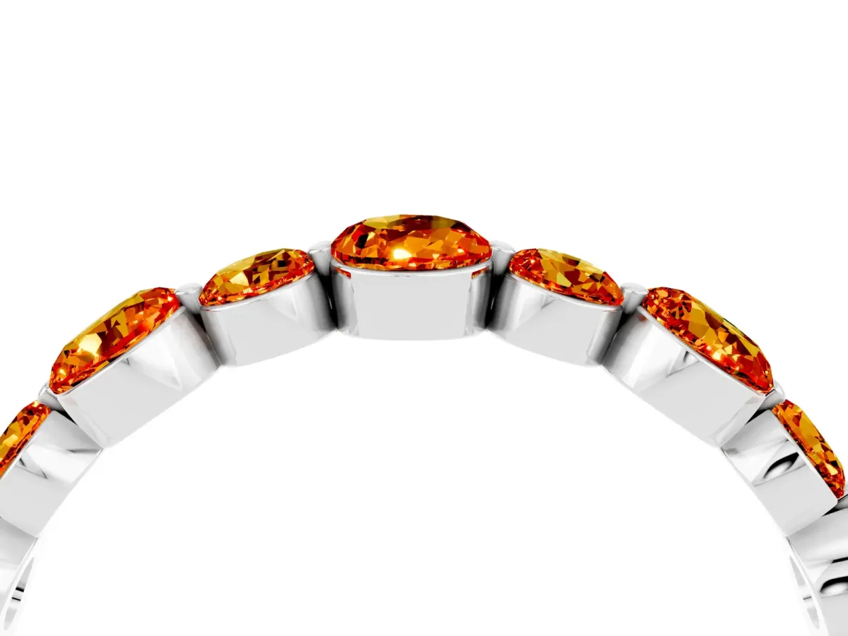 Round Citrine Scalloped Prong Set Eternity Band Platinum