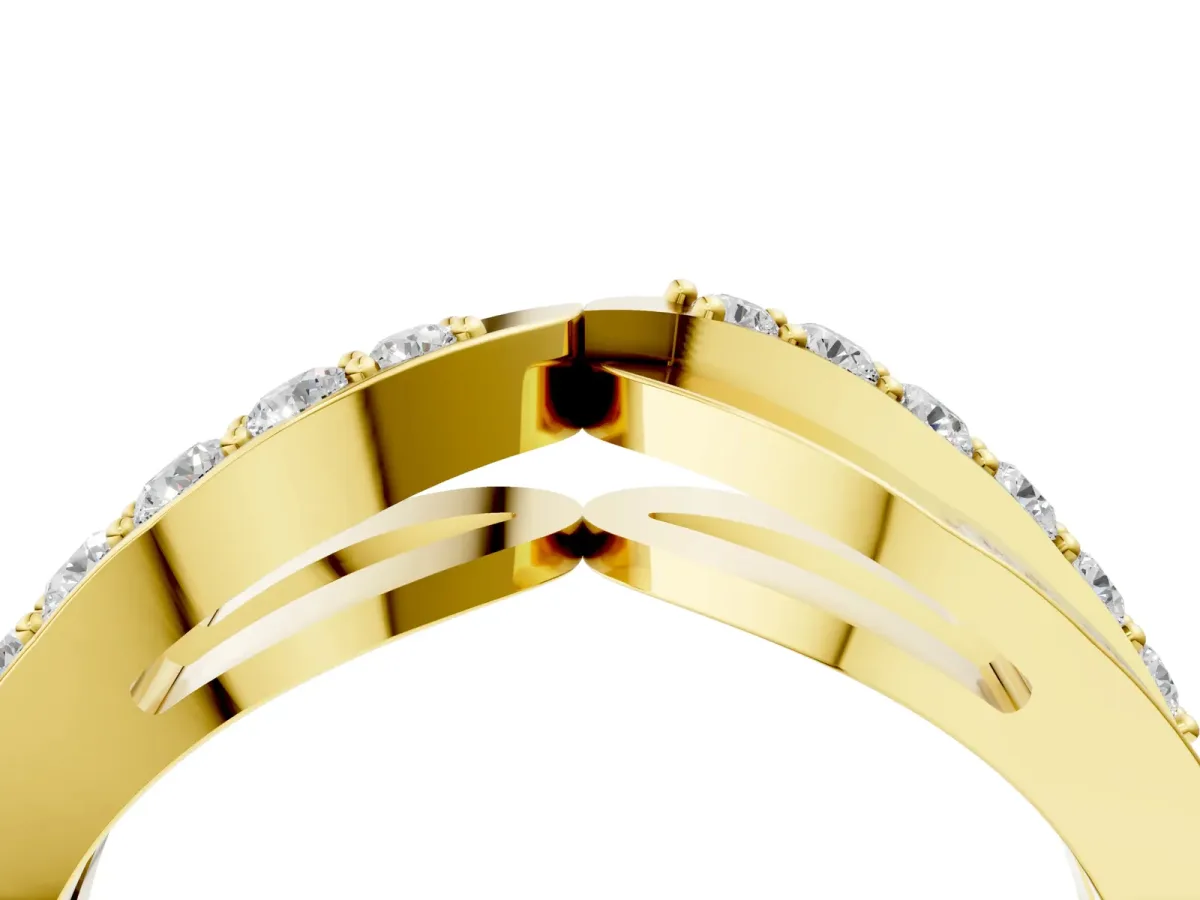 Twist Pave Round Diamond Infinity Band with Channel Setting Yellow gold