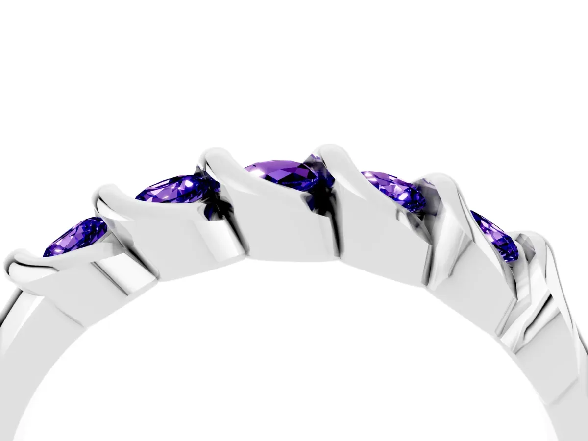 Round Tanzanite Eternity Band with Twist Prong Setting Silver