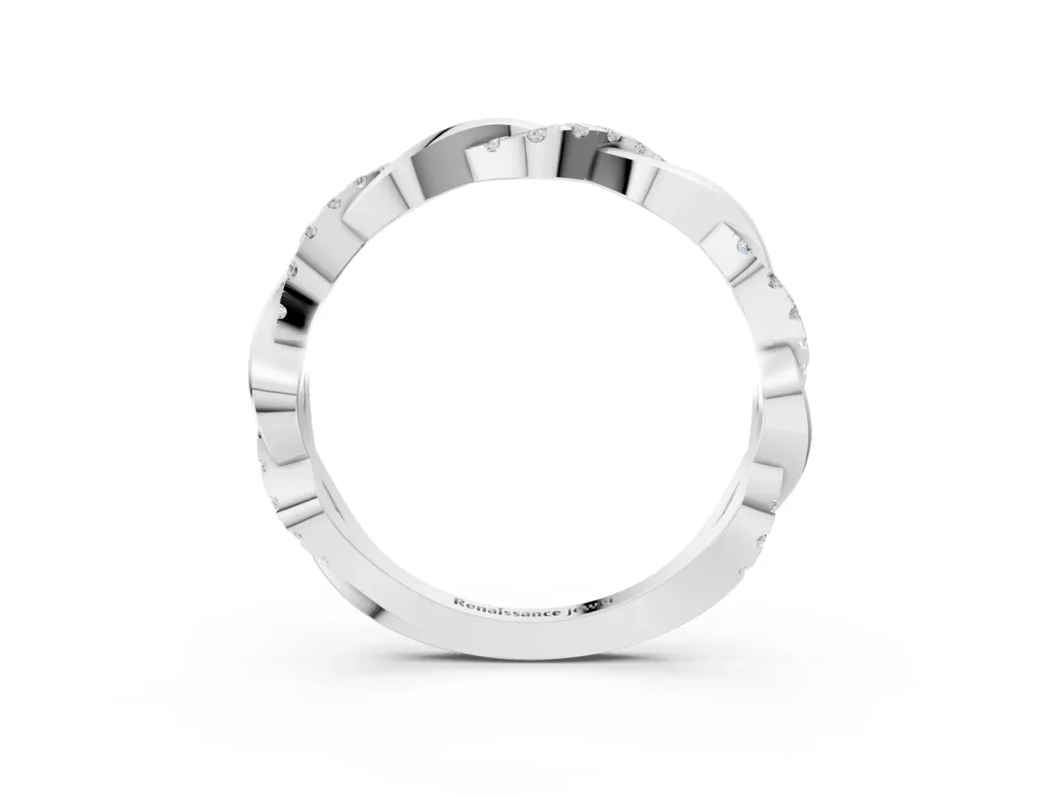 Round Diamond Twist Eternity Band with Pavé Setting Platinum