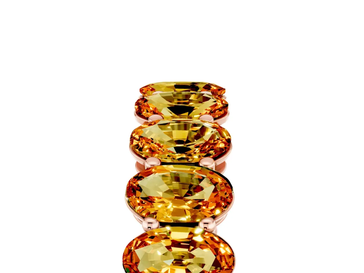 Oval Cut Citrine Eternity Band with Shared Prong Setting Rose gold