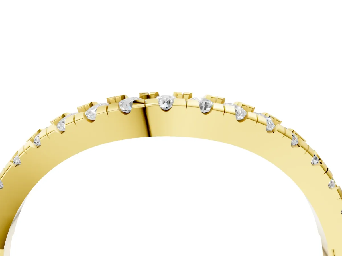 Diamond Pavé Curved Wedding Band Yellow gold