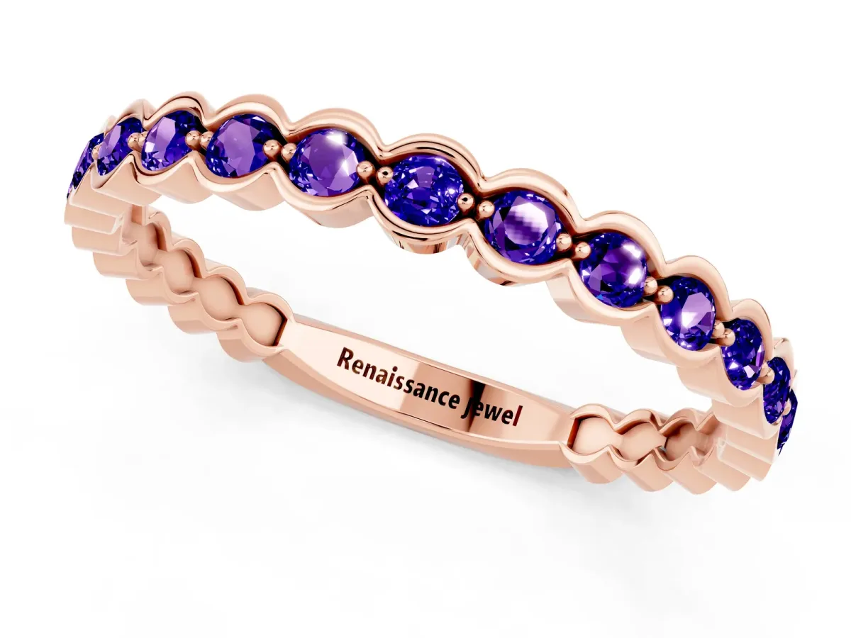 Round Tanzanite Bezel Set Eternity Band Rose gold