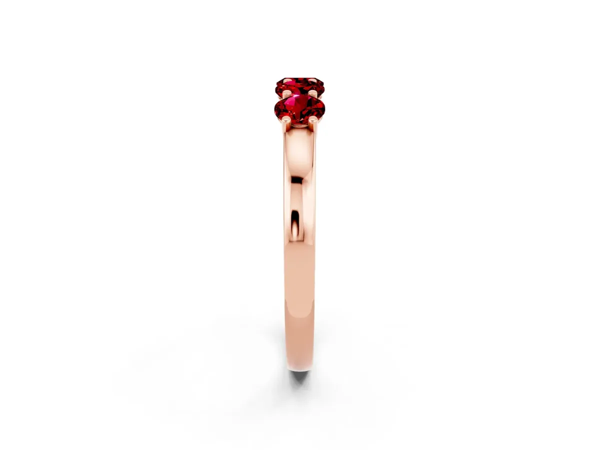 Four-Stone Round Ruby Prong-Set Band Rose gold