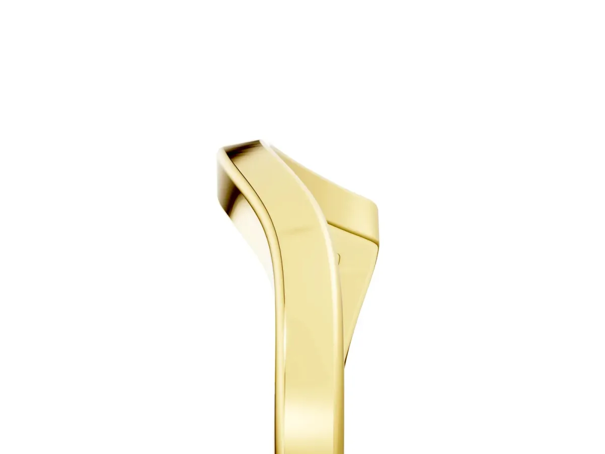 Chevron Curved Solitaire Band Yellow gold