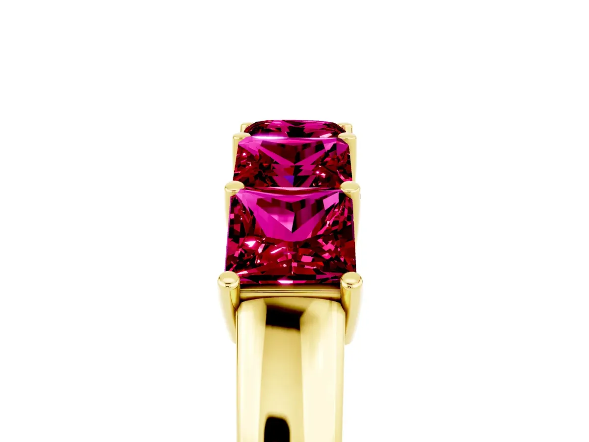 Princess Cut Five-Stone Garnet Band with Prong Setting Yellow gold