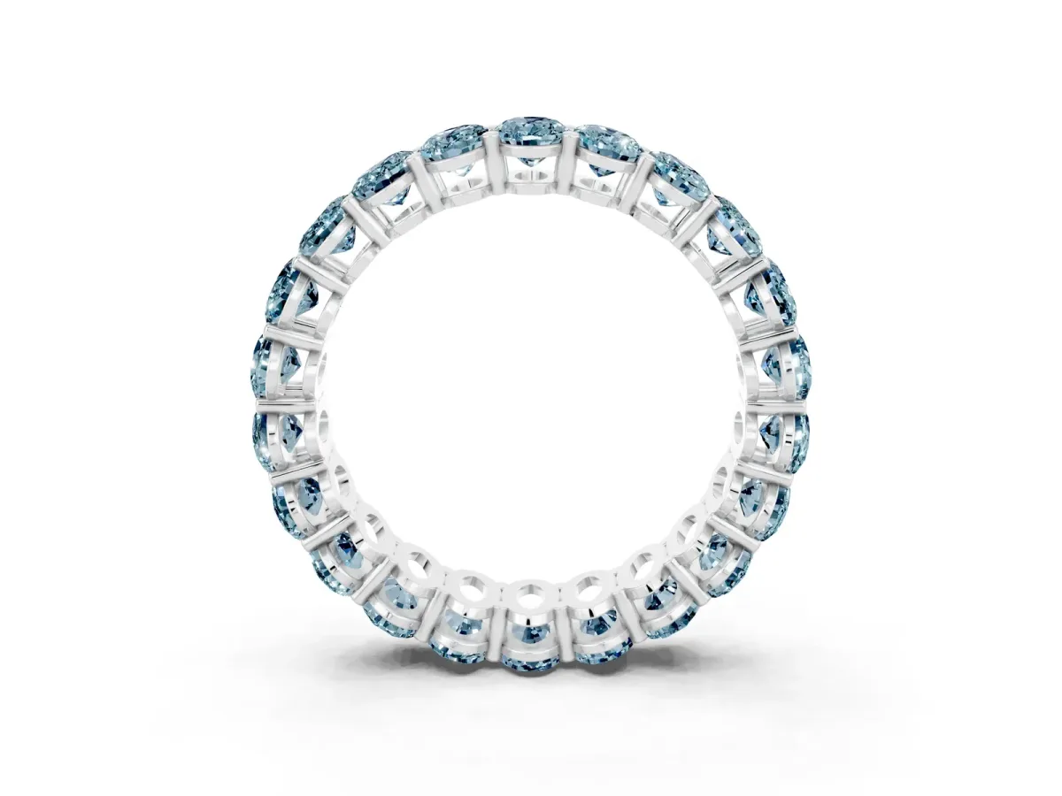 Oval Cut Aquamarine Eternity Band with Shared Prong Setting Platinum