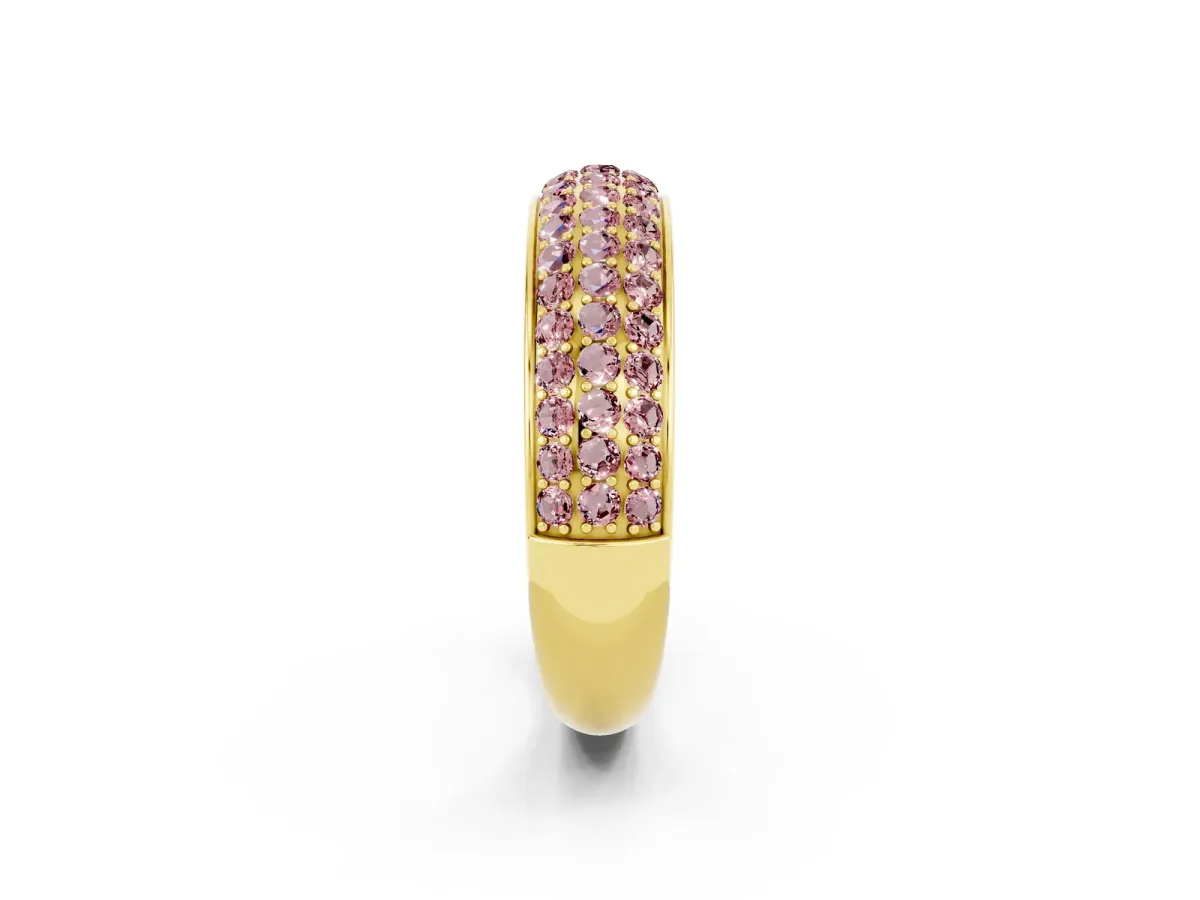 Three-Row Round Morganite Eternity Band with Shared Prong Setting Yellow gold