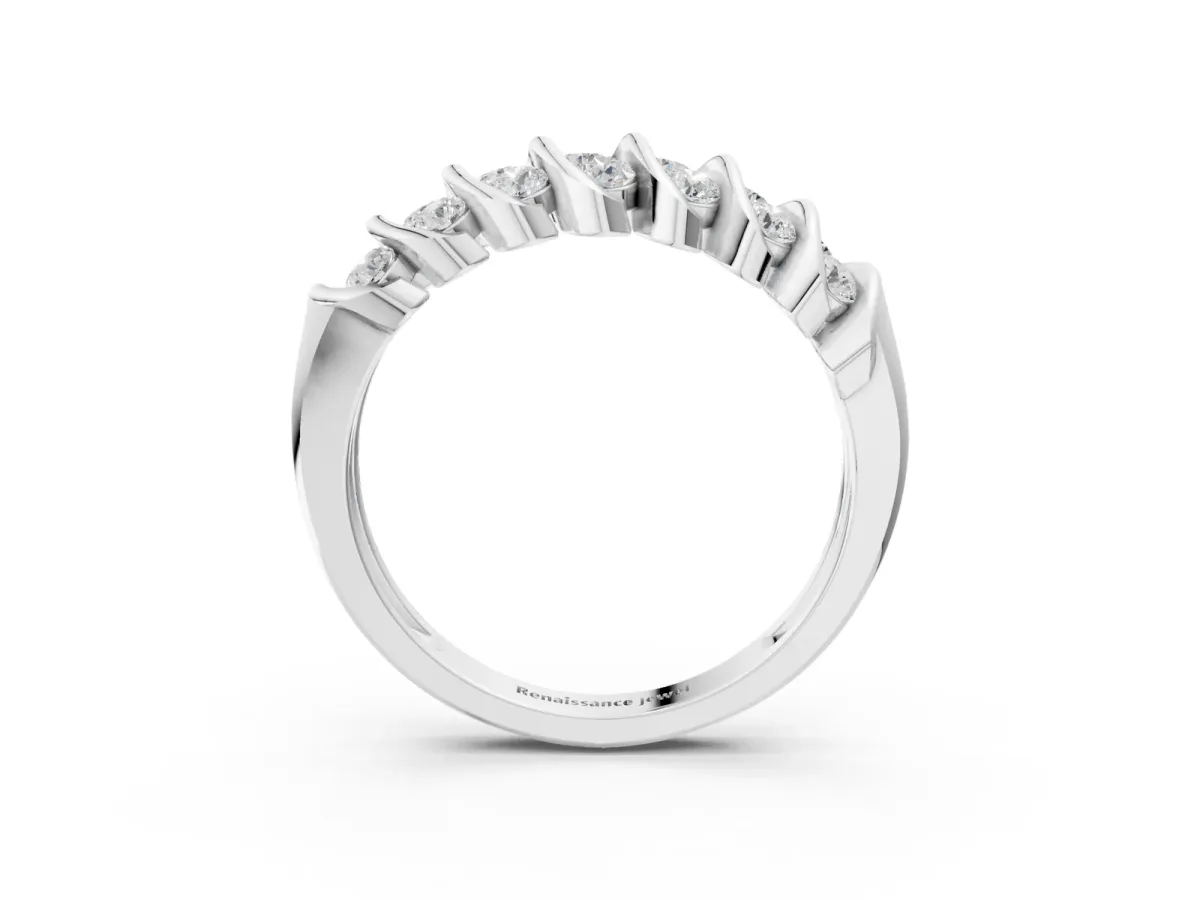 Channel Set Round Diamond Multi-Row Band White gold
