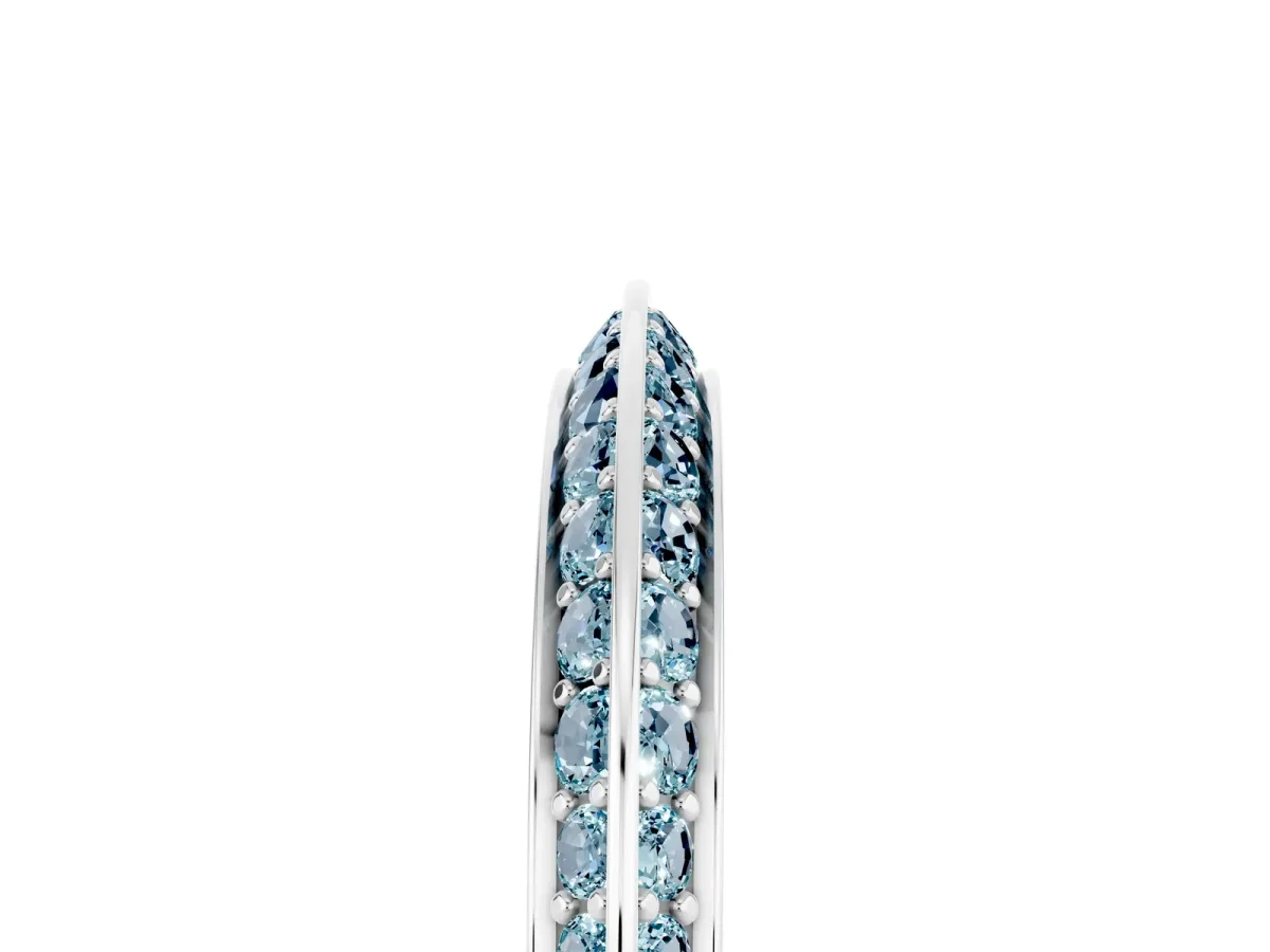 Double Row Pavé Round Aquamarine Eternity Band with Channel Setting Silver