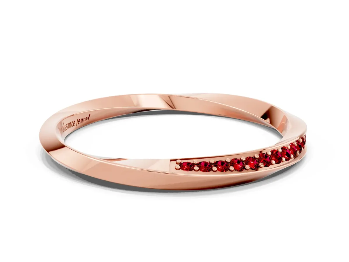 Pavé Round Ruby Twist Band Rose gold