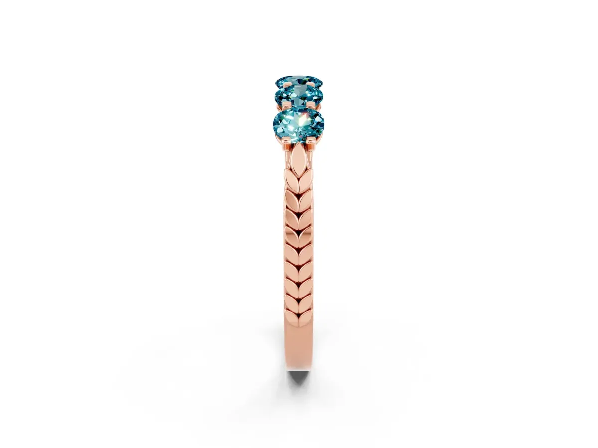 Five-Stone Round Blue Topaz Prong-Set Band Rose gold