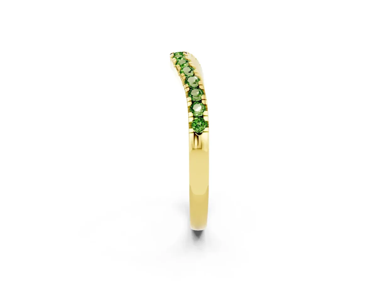 Peridot Pavé Curved Wedding Band Yellow gold