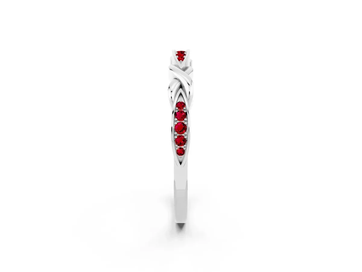 Twisted Marquise Ruby Pavé Band with Shared Prong Setting Silver