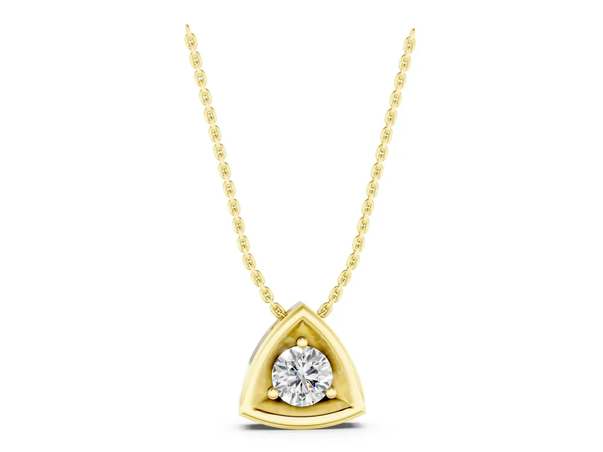 Trillion Cut Diamond Bezel Pendant Yellow gold