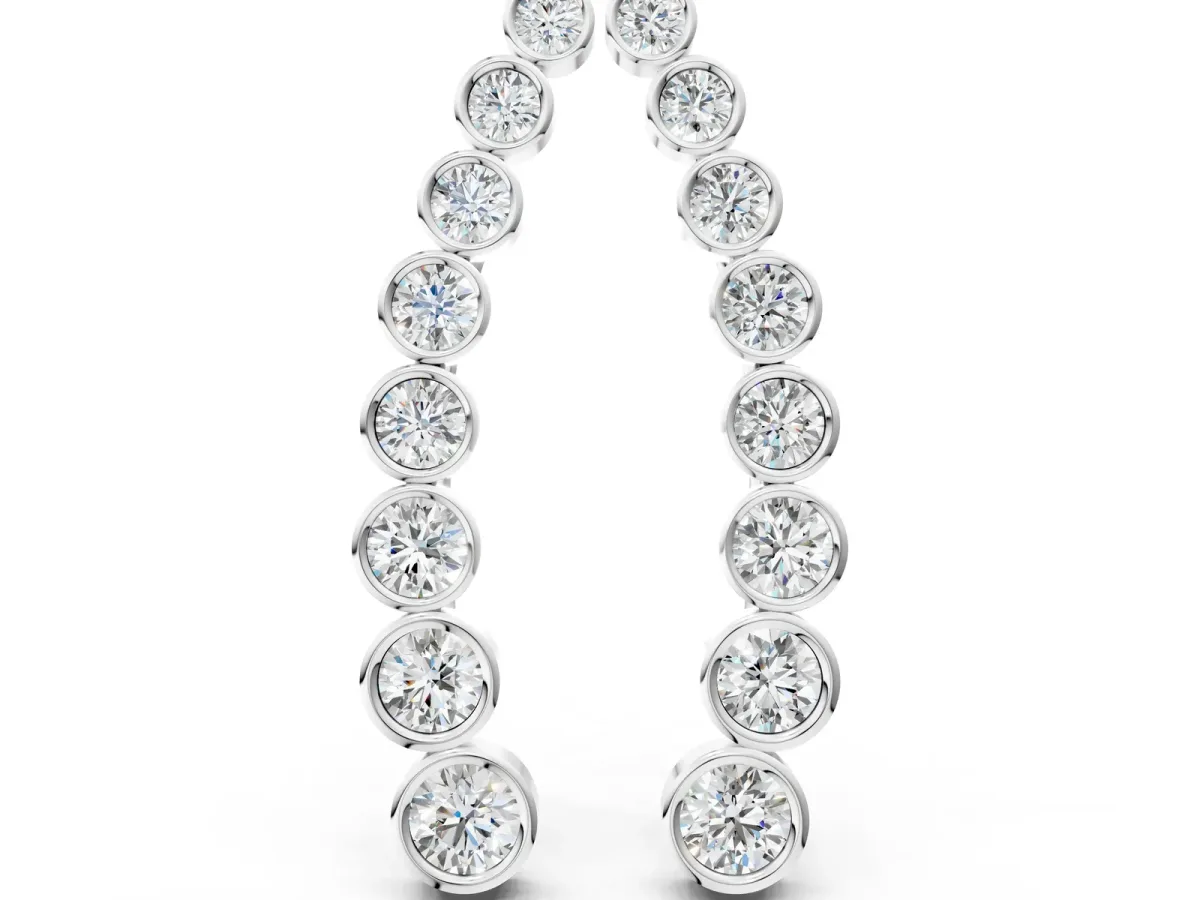 Bezel-Set Round Diamond Climber Earrings Silver
