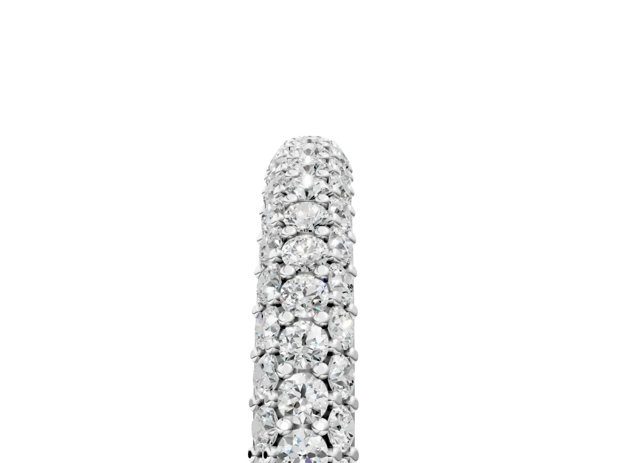 Round Diamond Pavé Eternity Band with Shared Prong Setting Silver