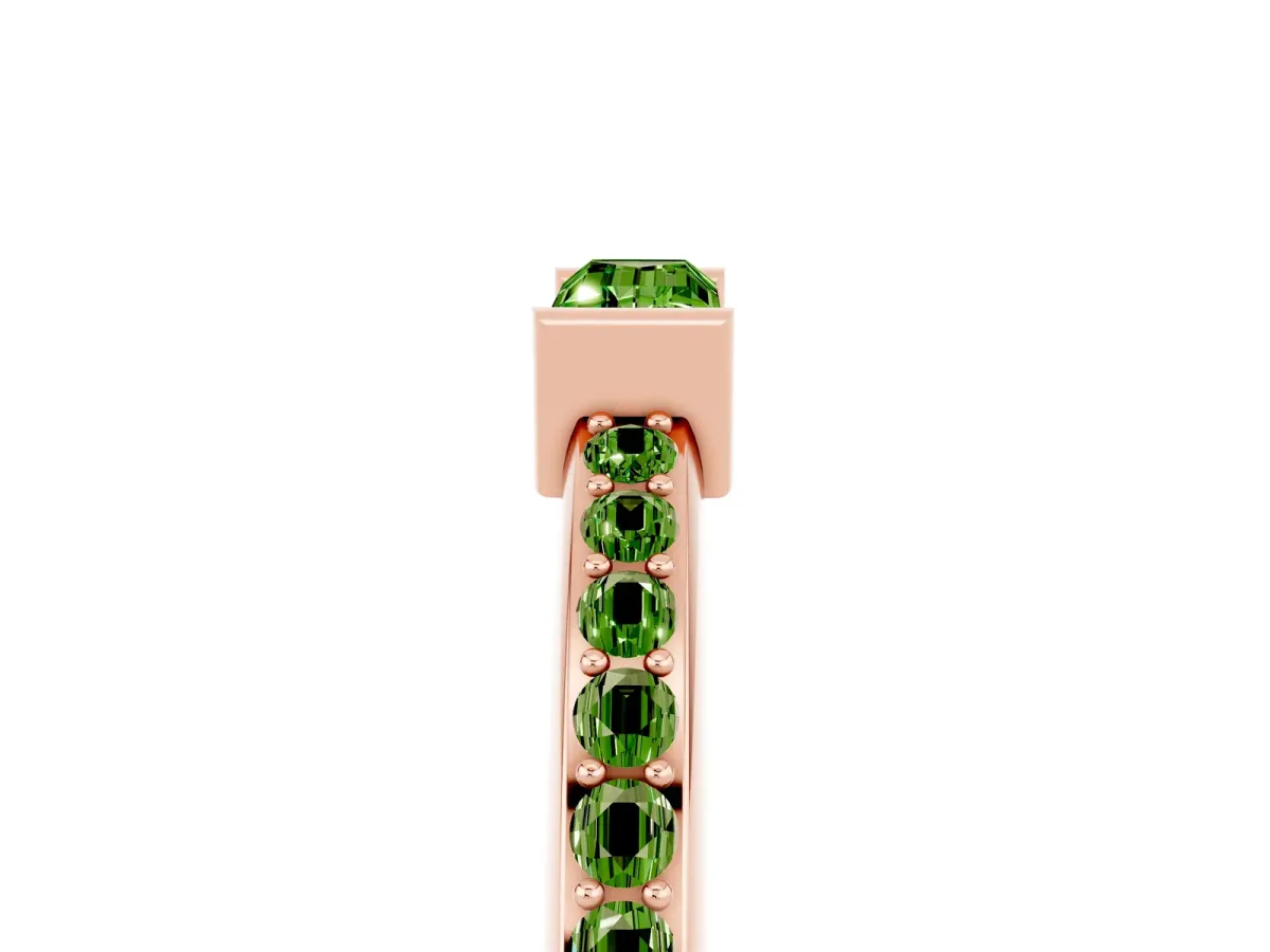 Baguette Peridot Pavé Band with Bar Setting Rose gold
