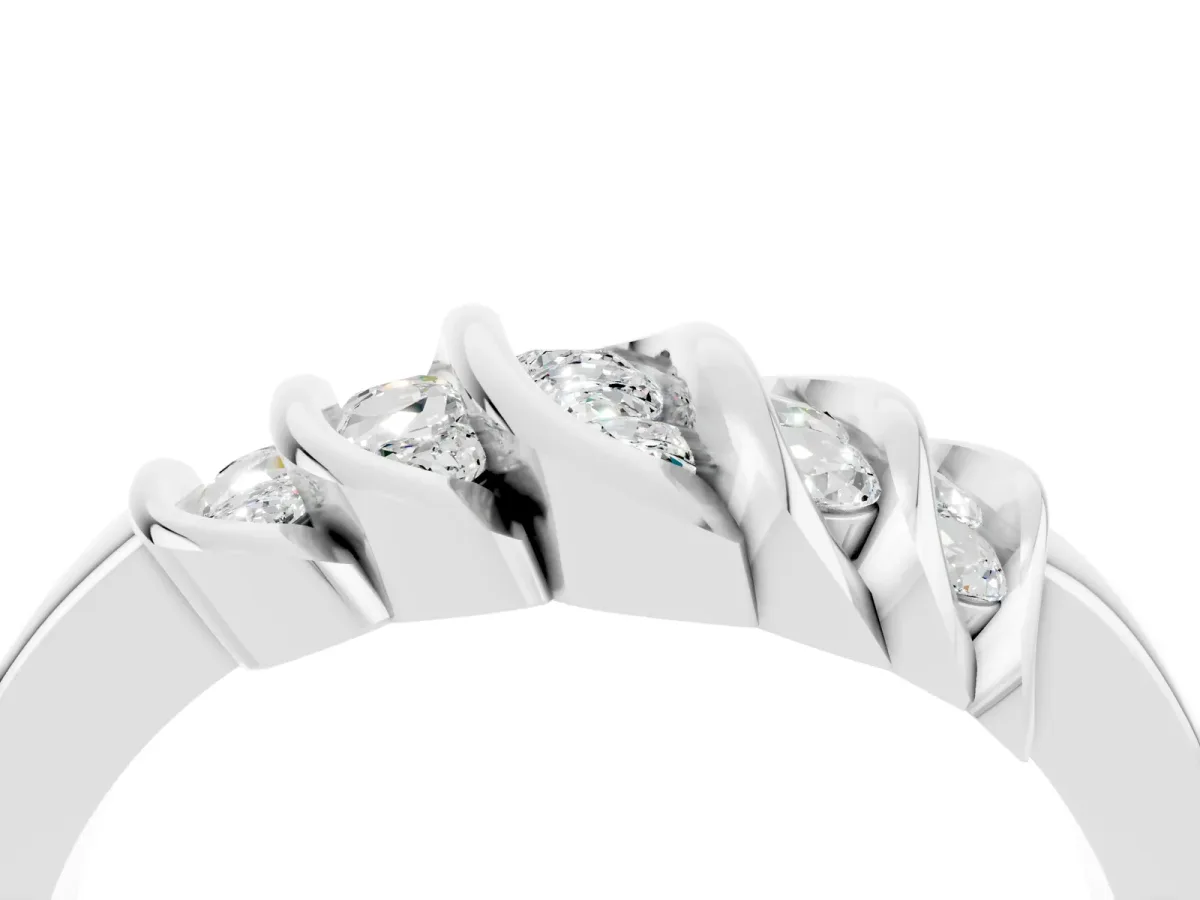 Round Moissanite Multi-Row Crossover Band White gold
