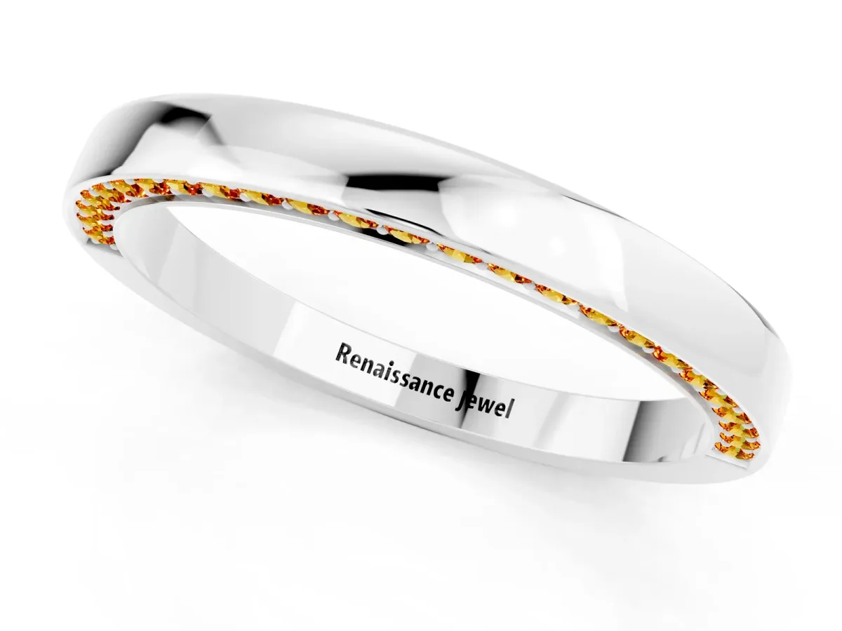 Pavé Round Citrine Channel Set Band Platinum