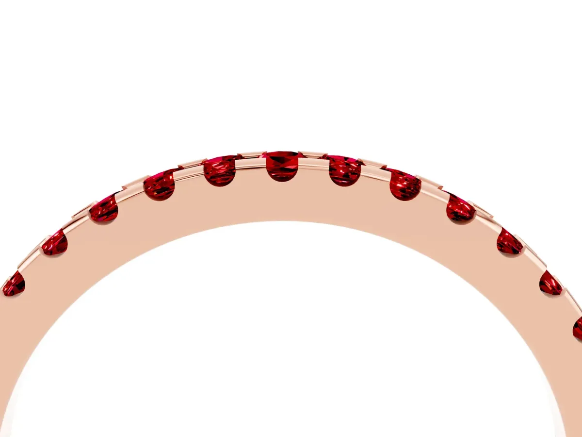 Round Ruby Pavé Set Eternity Band with Micro Prong Setting Rose gold