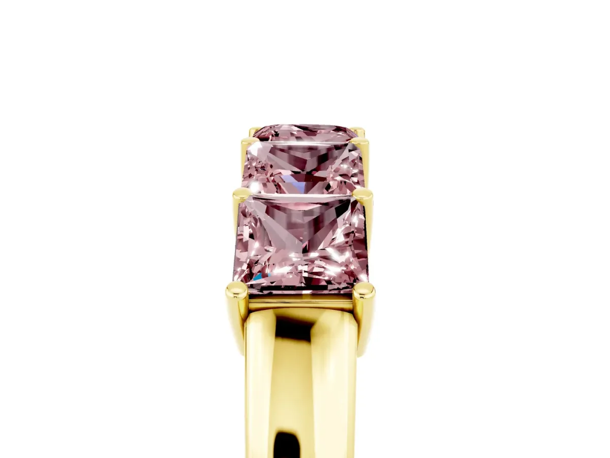 Princess Cut Five-Stone Morganite Band with Prong Setting Yellow gold
