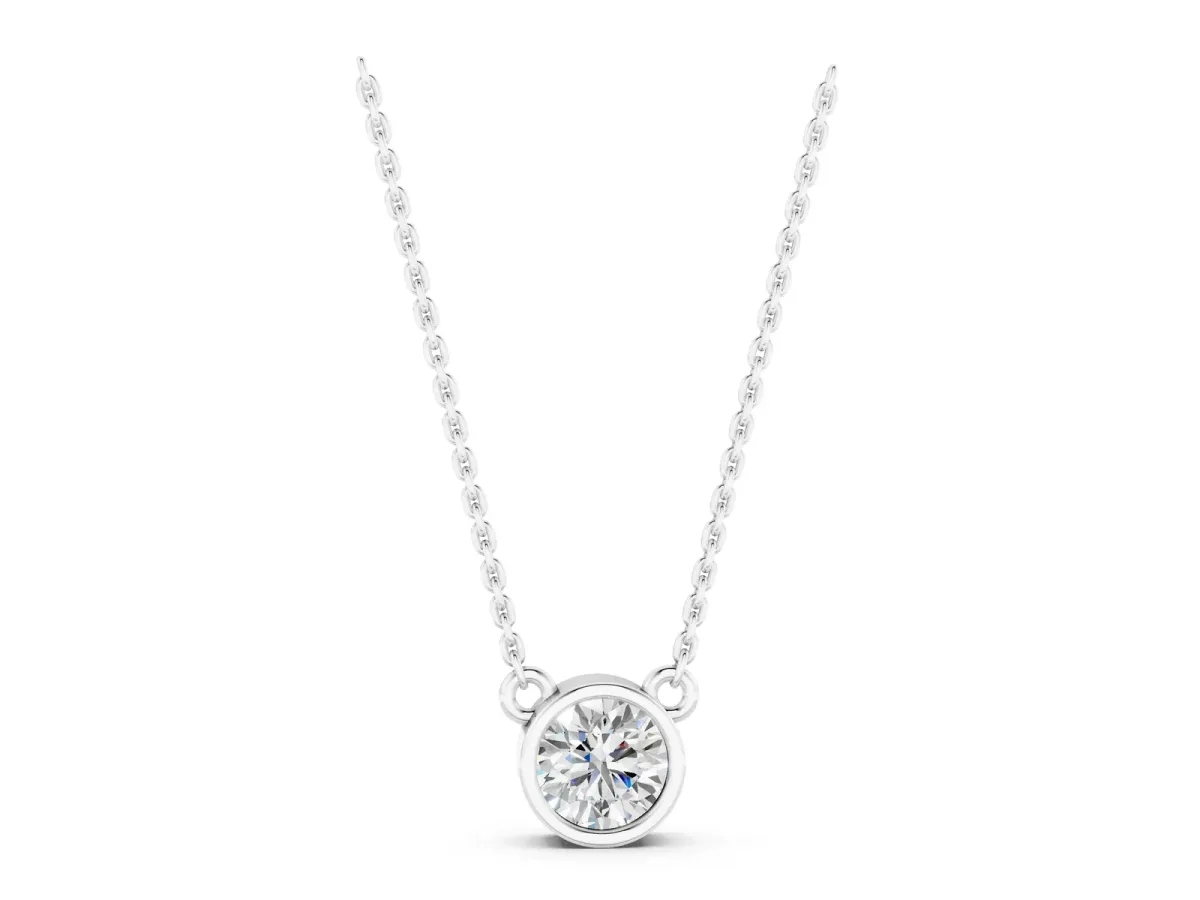 Bezel Round Solitaire Pendant Silver