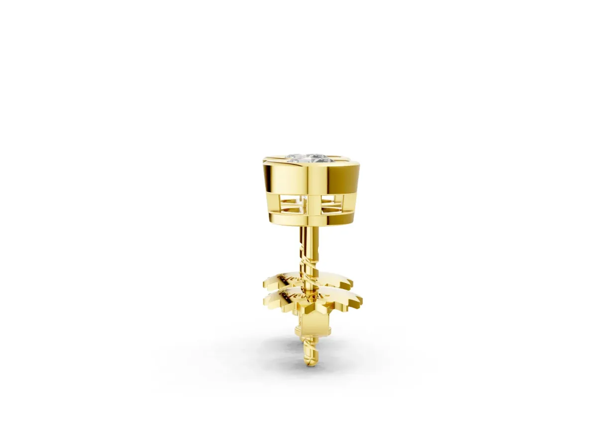 Bezel Set Round Diamond Stud Earrings Yellow gold