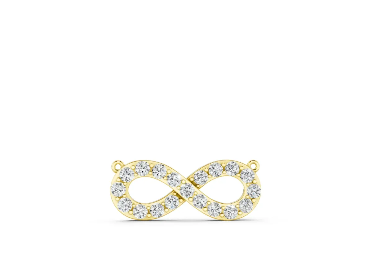 Infinity Pendant with Round Diamond Pavé Setting Yellow gold